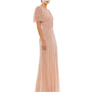 Mac duggal Embellished Flutter Sleeve Gown Nude Plus size 16 Worn once